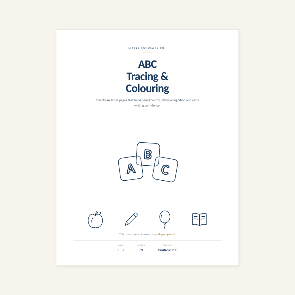 ABC Tracing & Colouring — Toddler Tier