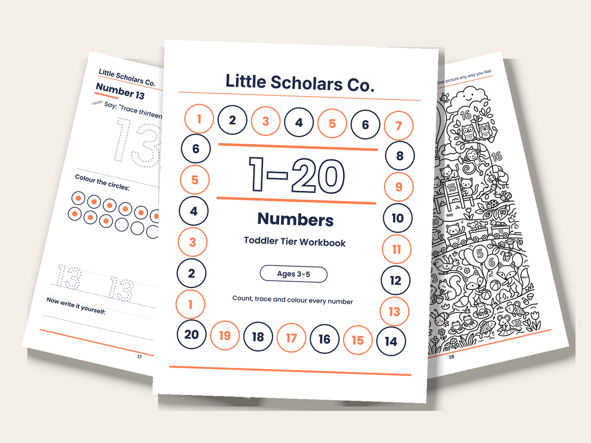 Numbers 1–20: Count, Trace & Colour — Toddler Tier